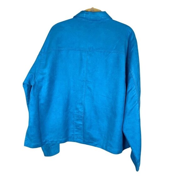 Chicos Suede Shirt Blue XL Coastal Preppy Classic Boho Western Retro Staple 80s - Picture 7 of 16
